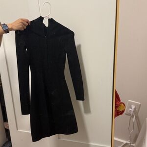 Aritzia Babaton Black Ribbed Zip-Up Cardigan